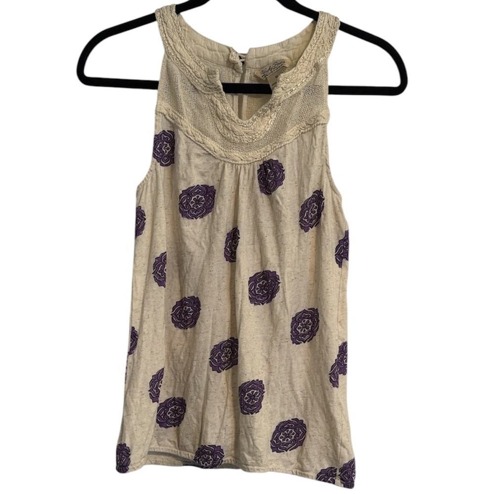 🖤 Lucky Brand Crochet Detail Neckline Sleeveless Top